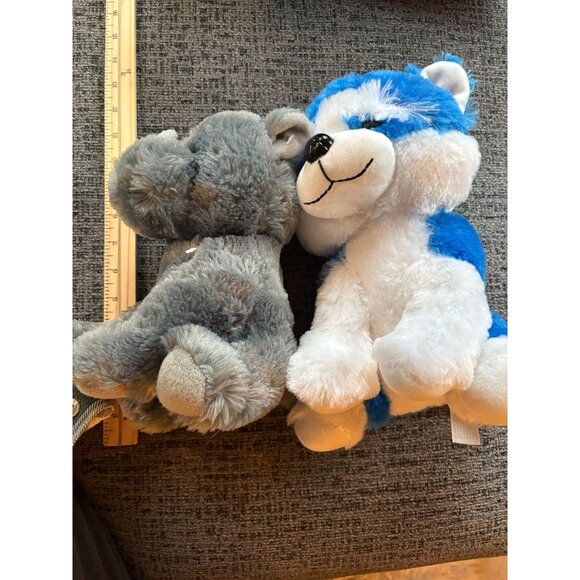 Gray Rhino & Blue Husky Plush Toy Set 6" BJToy Company - Picture 3 of 7